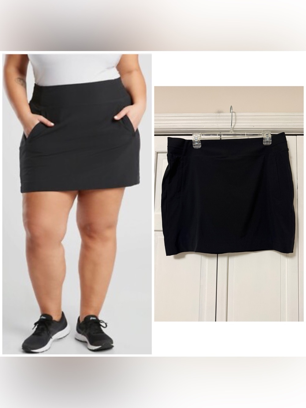 Athleta Black Athletic Brooklyn Skort Tennis Prep Pickleball Athleisure Size 16